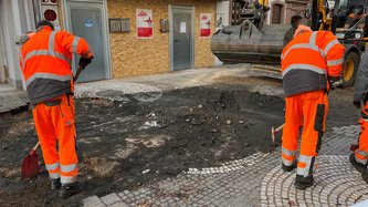 Arbeiten auf der Neustraße. 