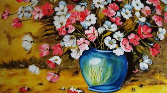 Ein Stilleben mit Blumen von Ezzat Moussa.