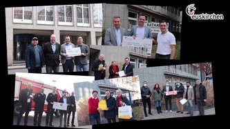 Eine Collage von Fotos von Spendenübergaben an die Stadt Euskirchen.